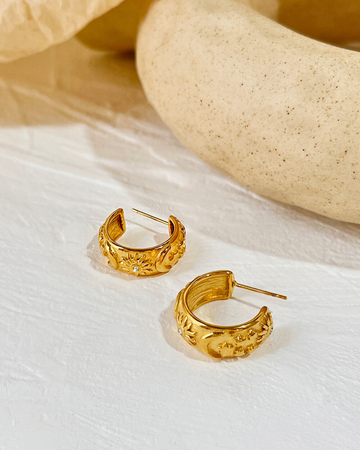 Gold Celestial Glow Hoop Earrings