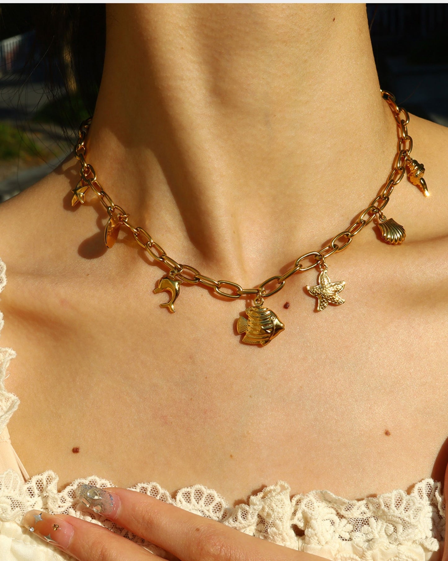 Gold Marine Dream Charm Necklace
