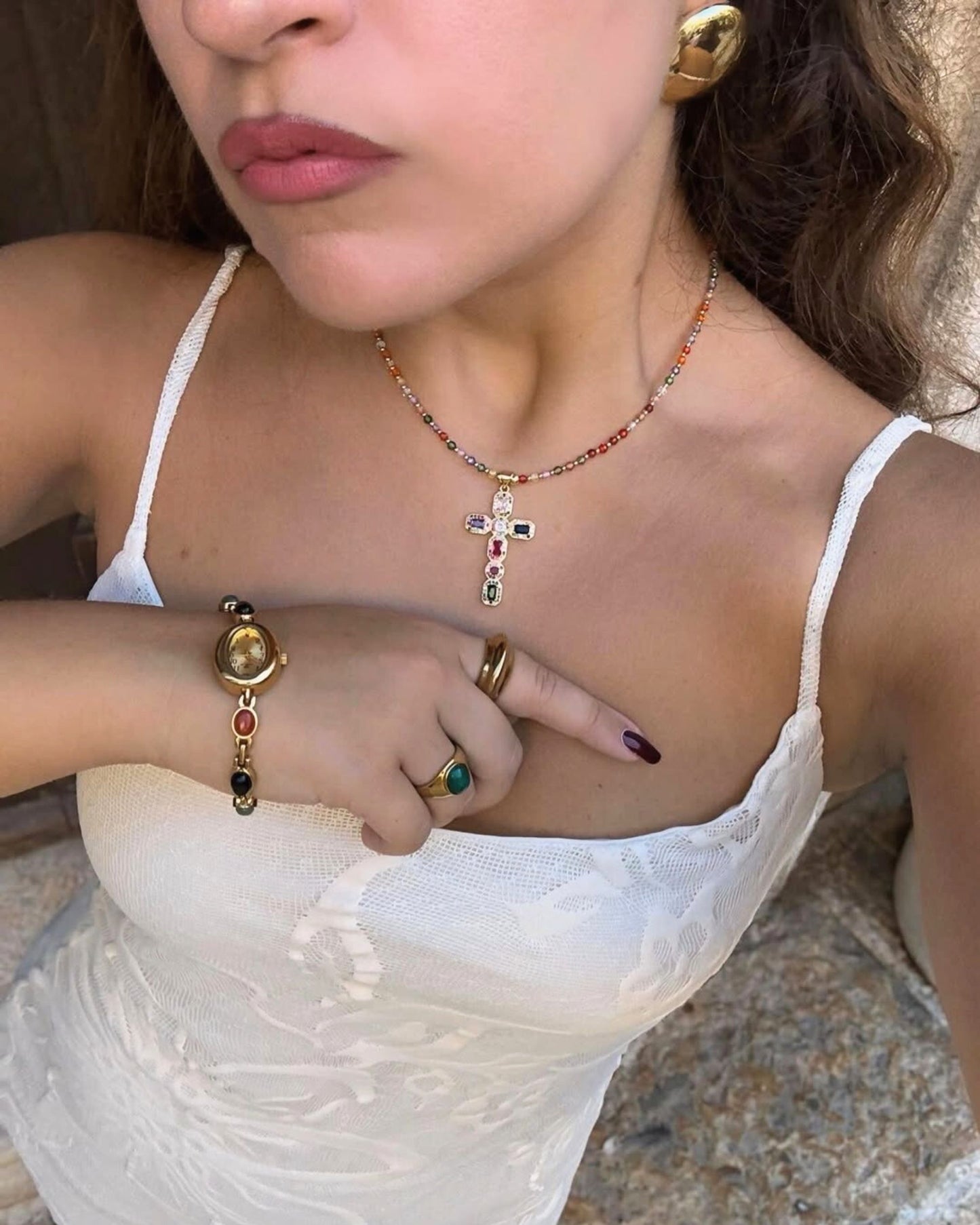 Gold Horatia Multicolored Watch Bracelet