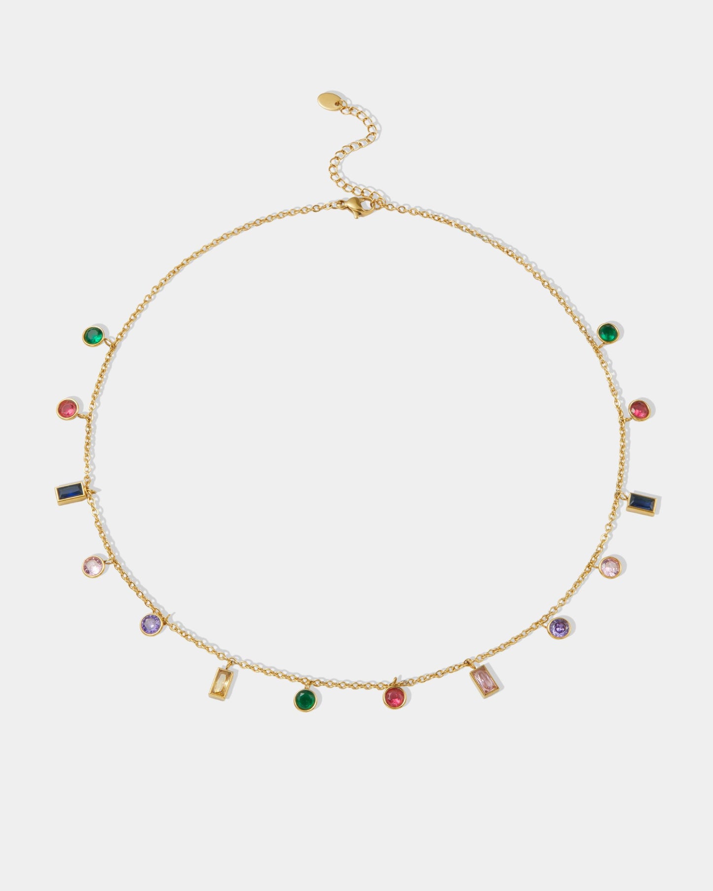 Gold Colorful Rain Drop Station Necklace