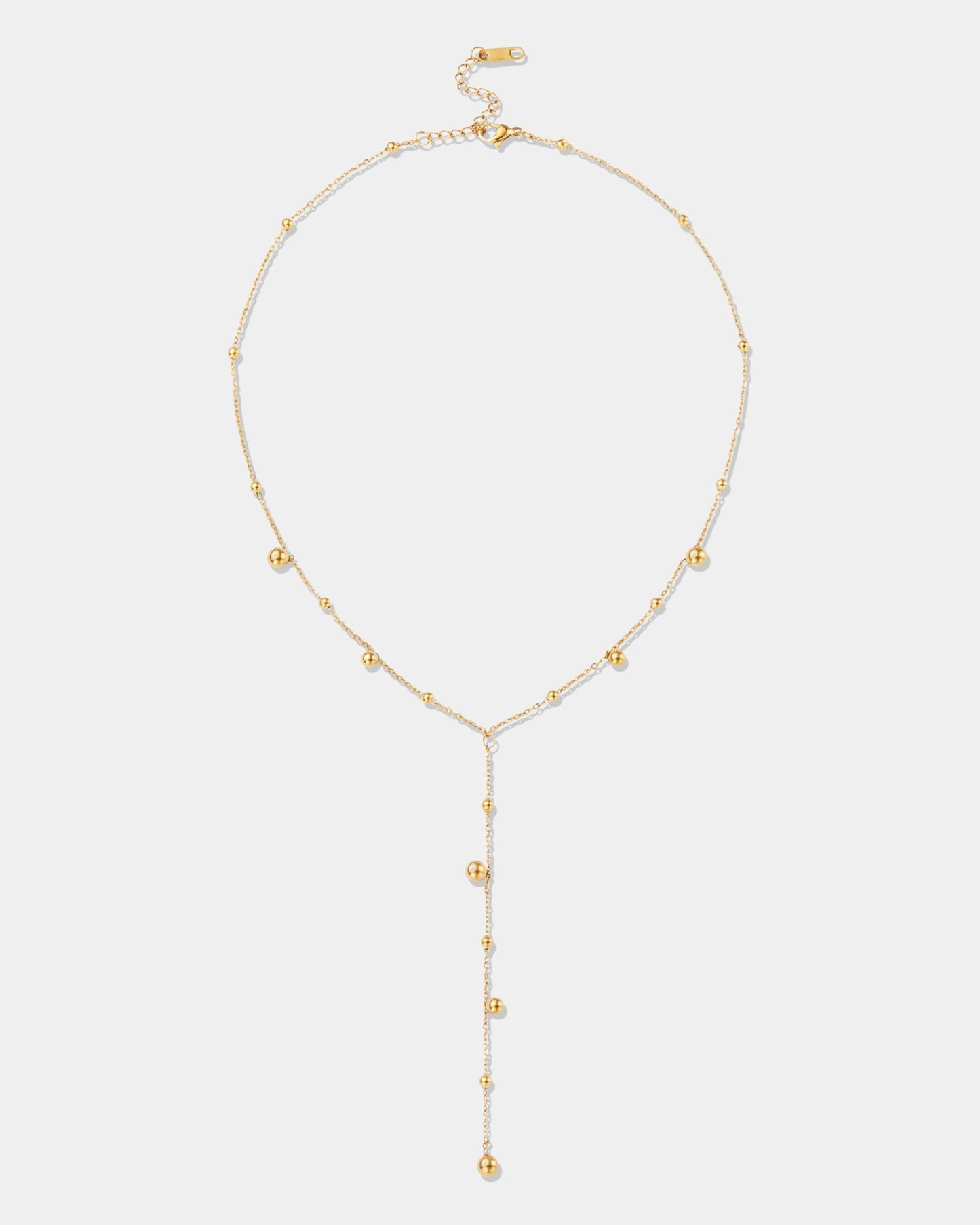 Gold Dew Drop Lariat Necklace