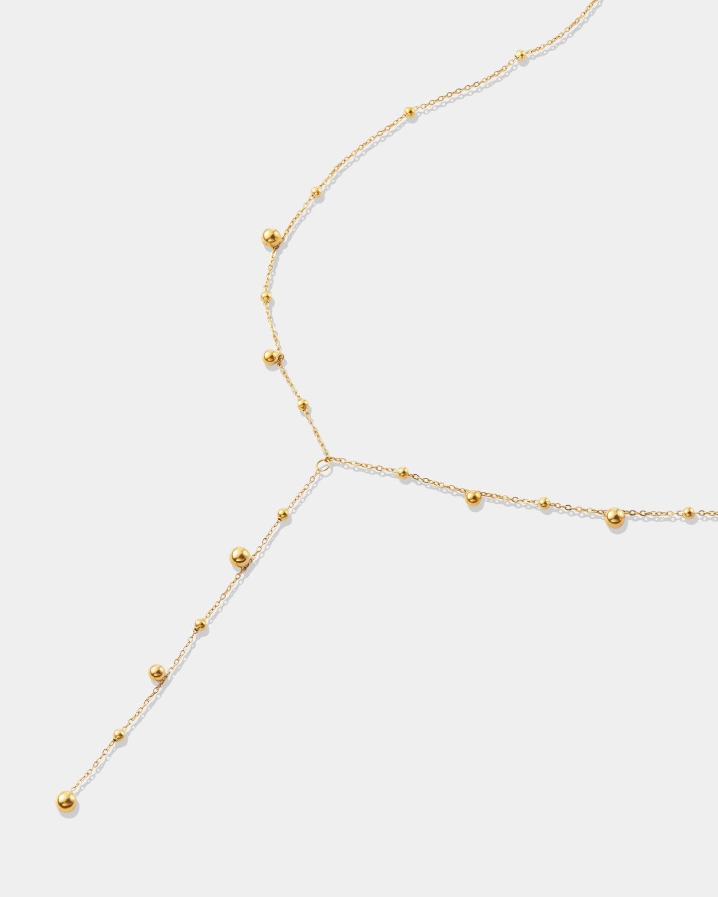 Gold Dew Drop Lariat Necklace