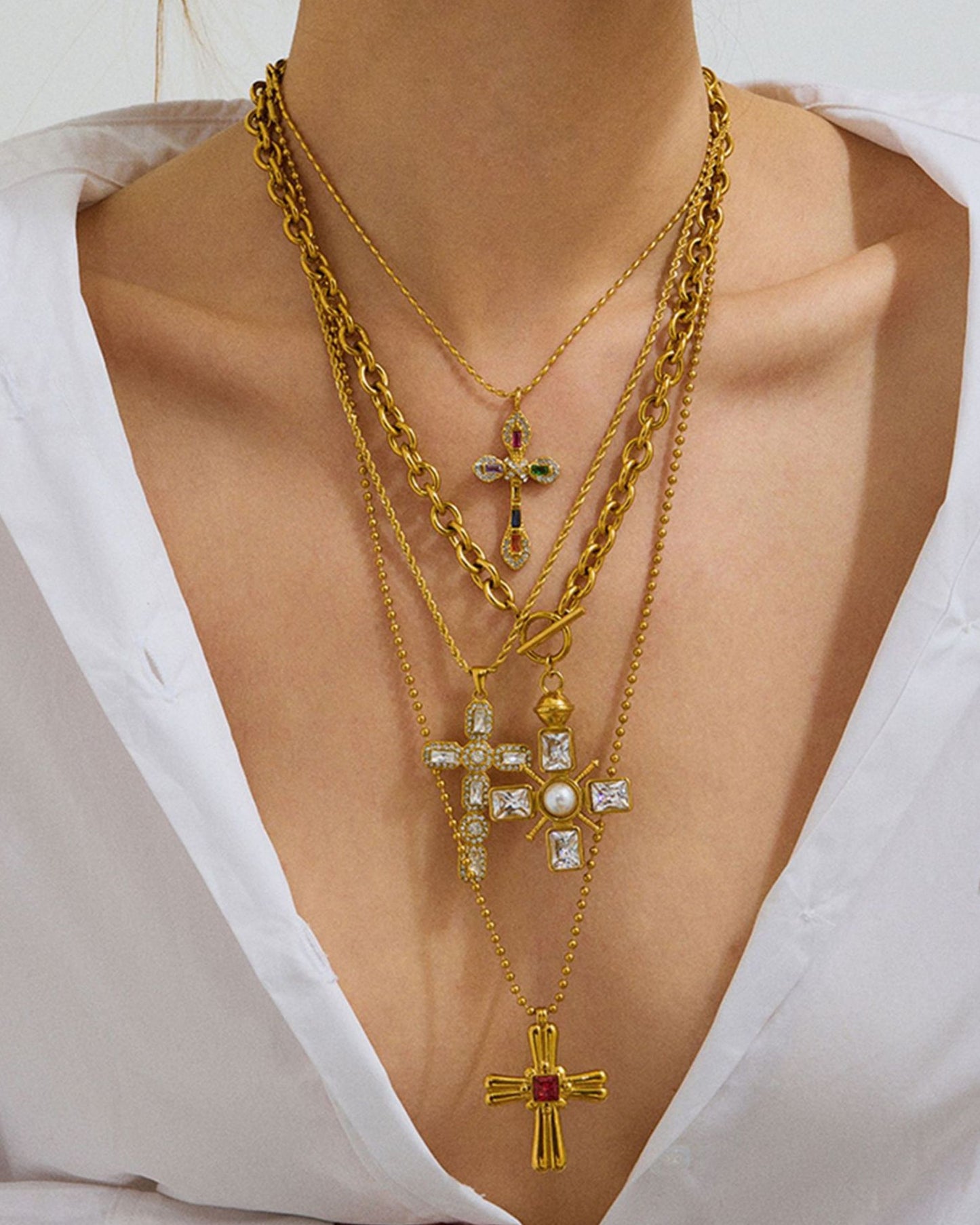 Gold Grace Cross Necklace