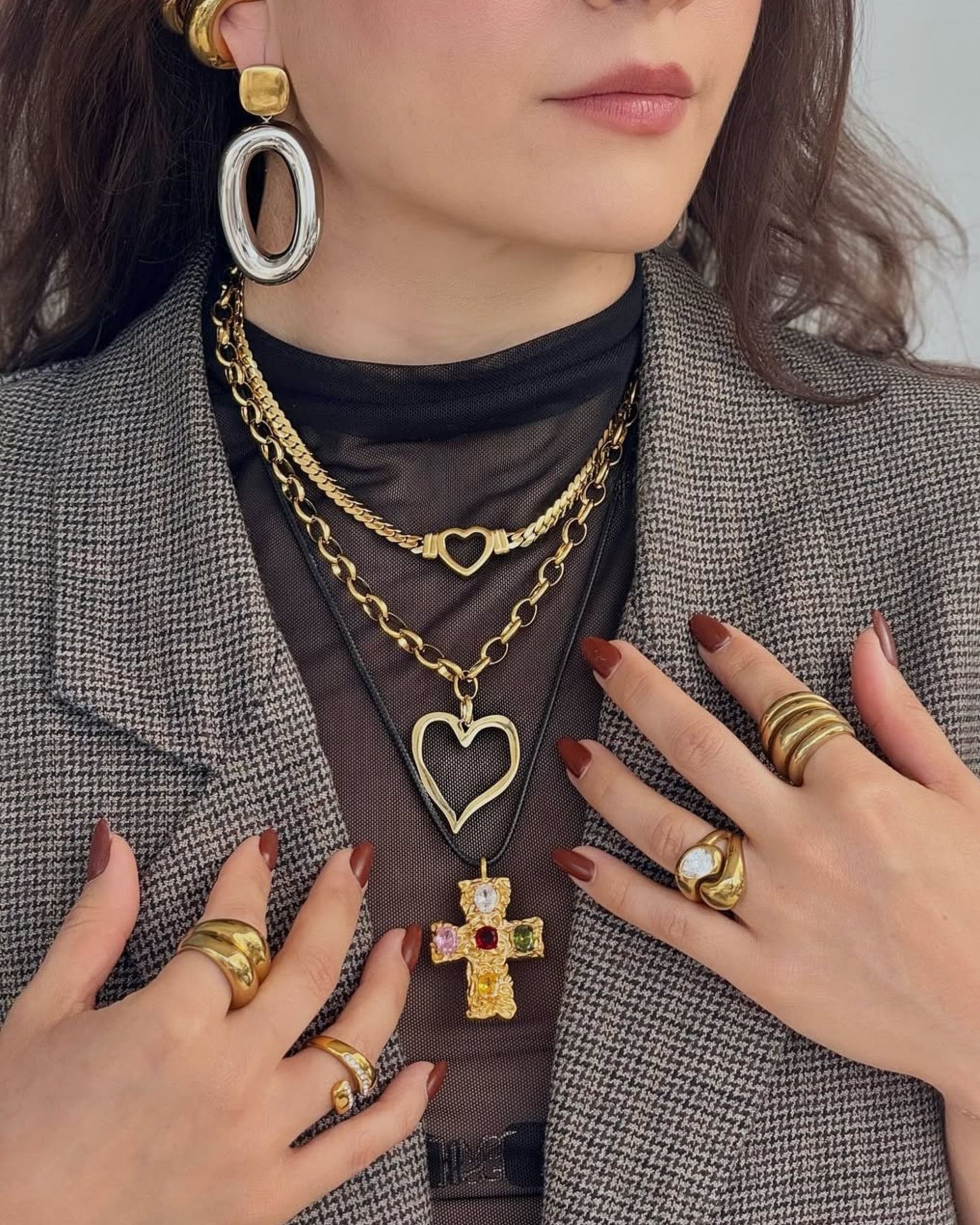 Gold Hollow Heart Necklace