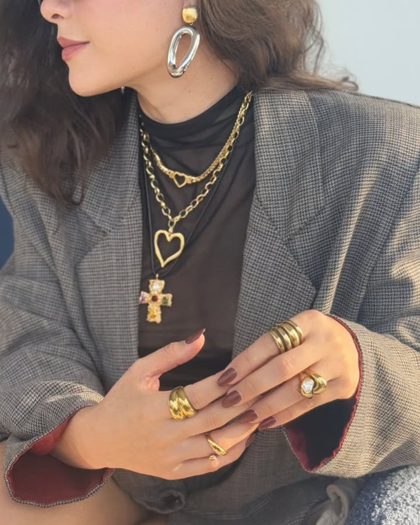 Gold Hollow Heart Necklace