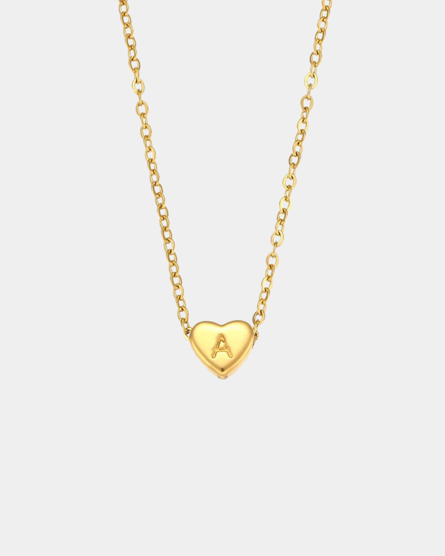 Gold Pulse Heart Initial Necklace