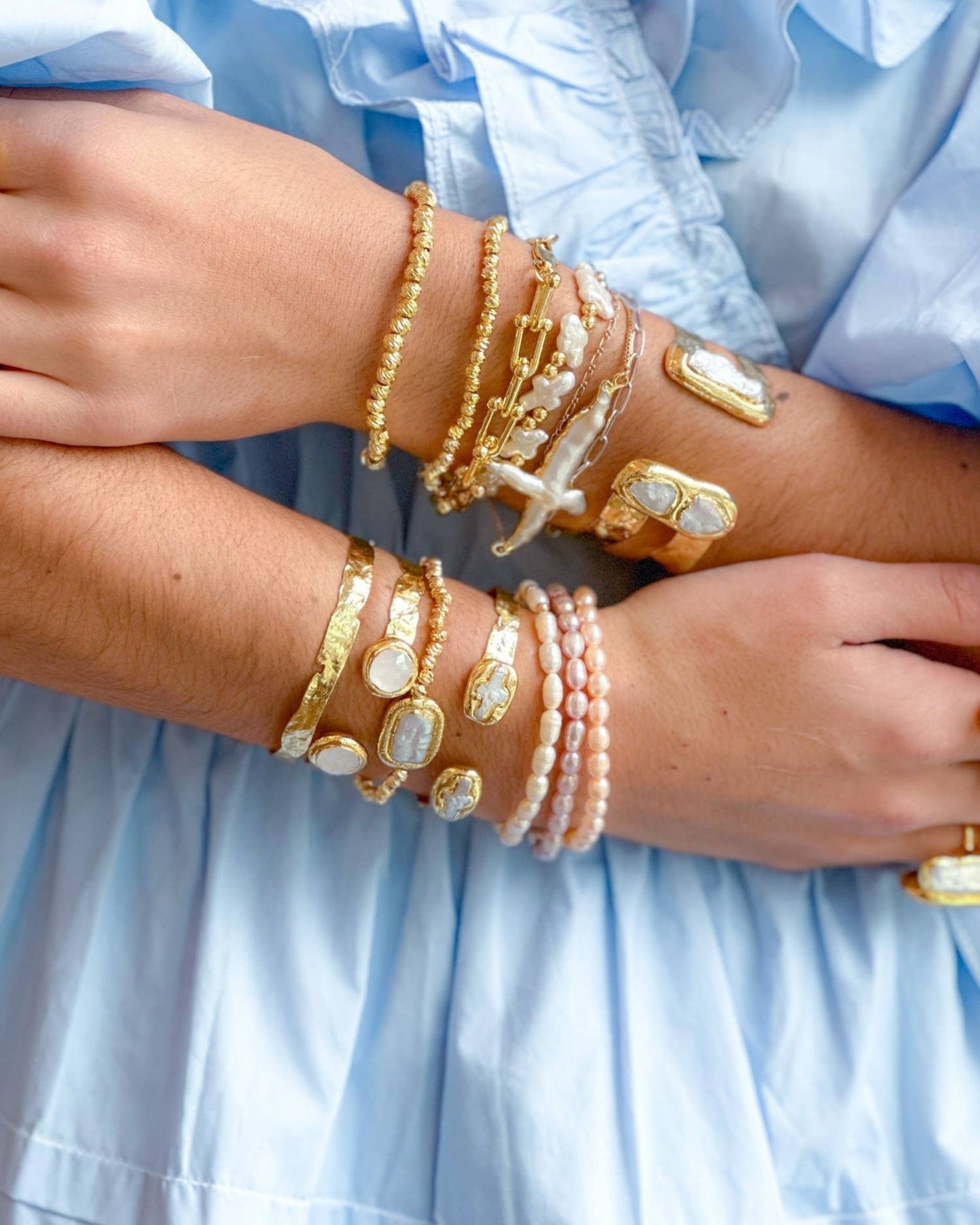 Gold_Raw_Pearl_Cross_Bracelet_2