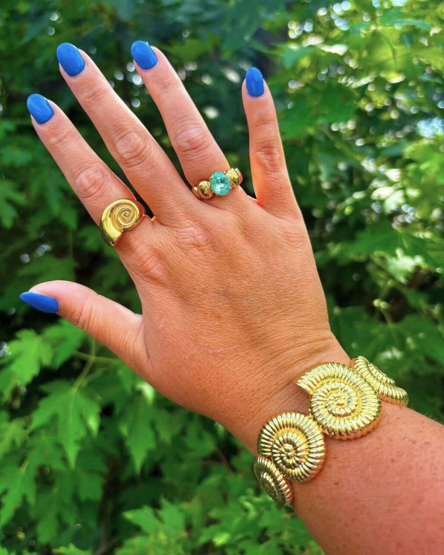 Gold Shell Fossil Bangle