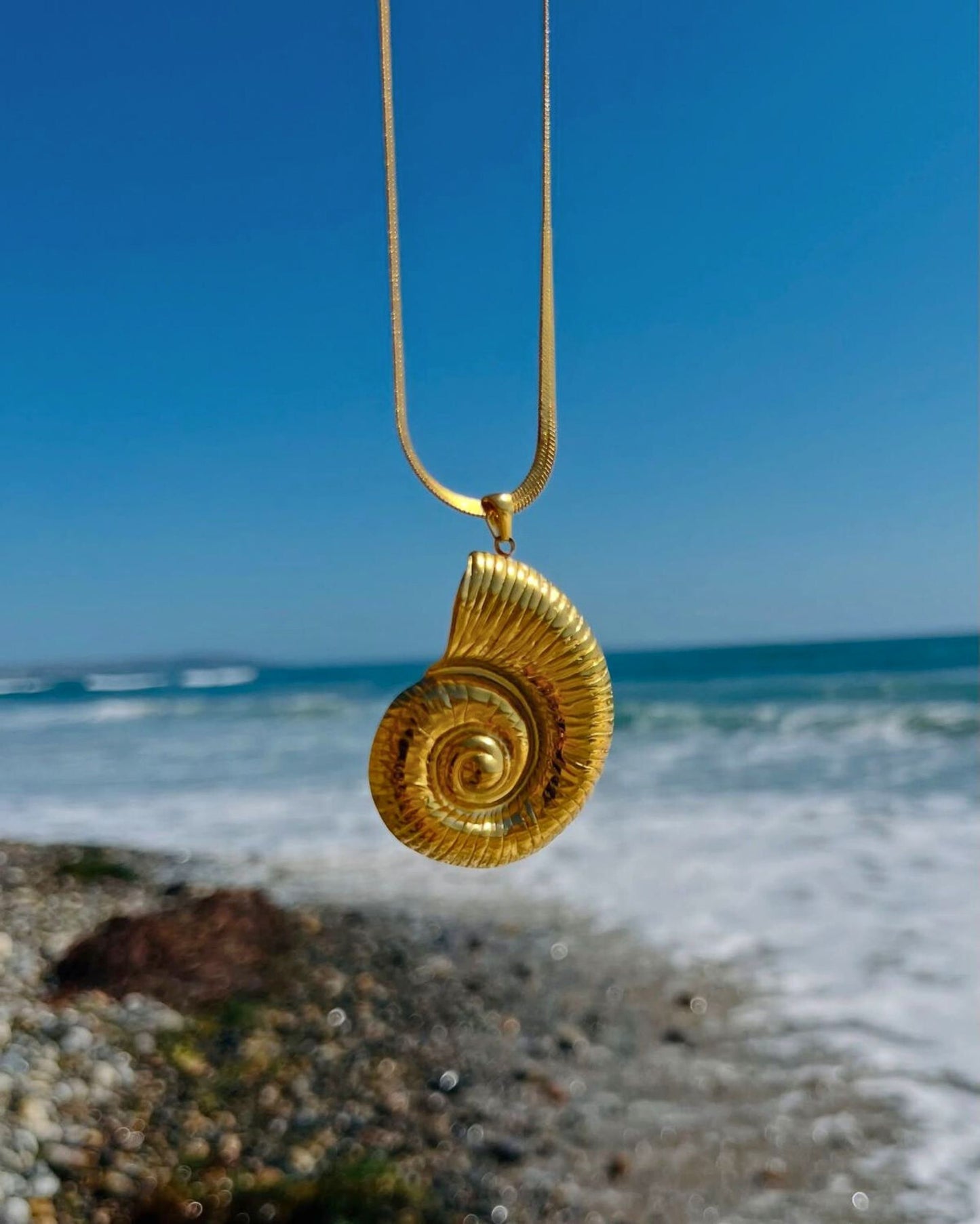 Gold Shell Fossil Necklace