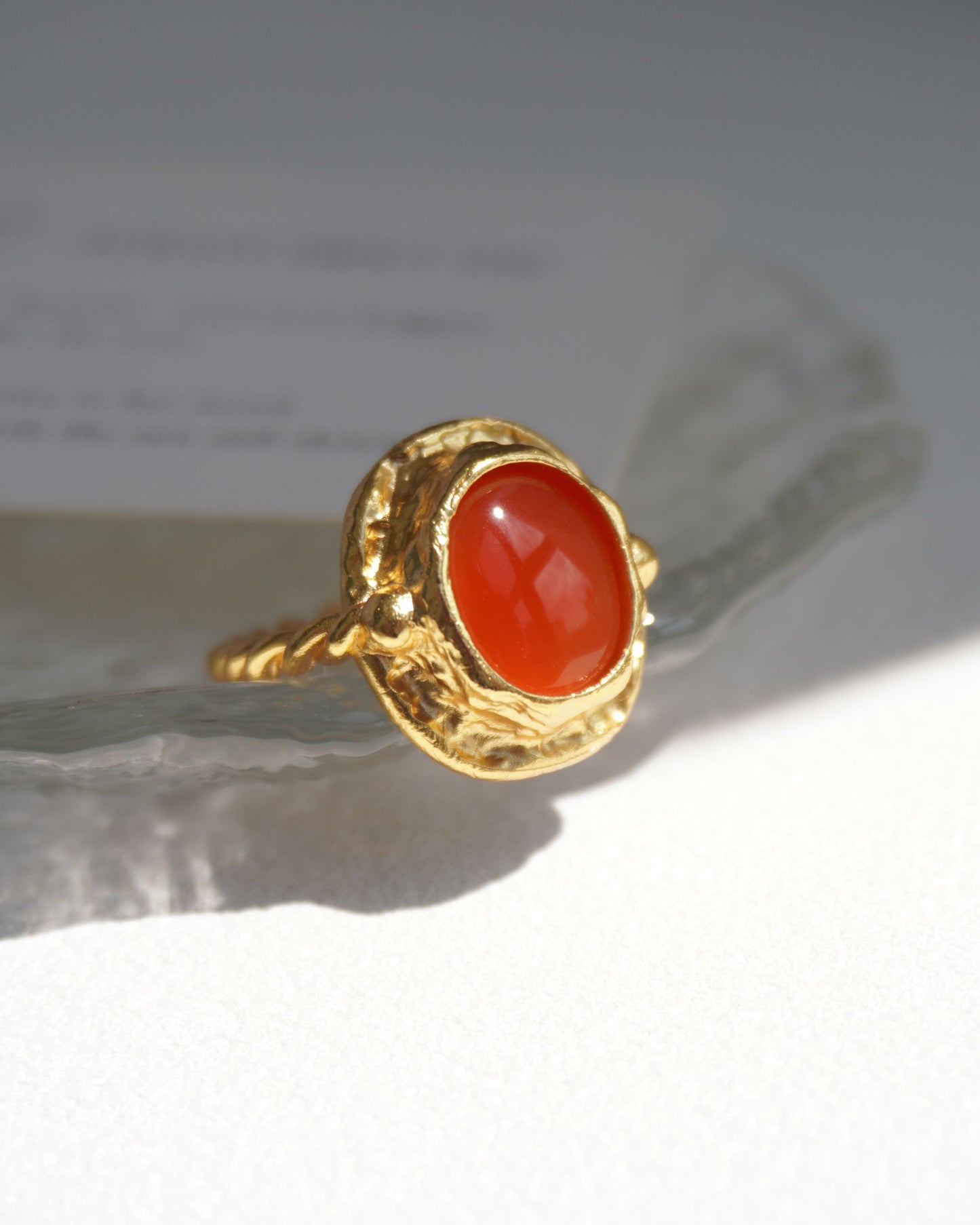 Gold Soleil Carnelian Ring
