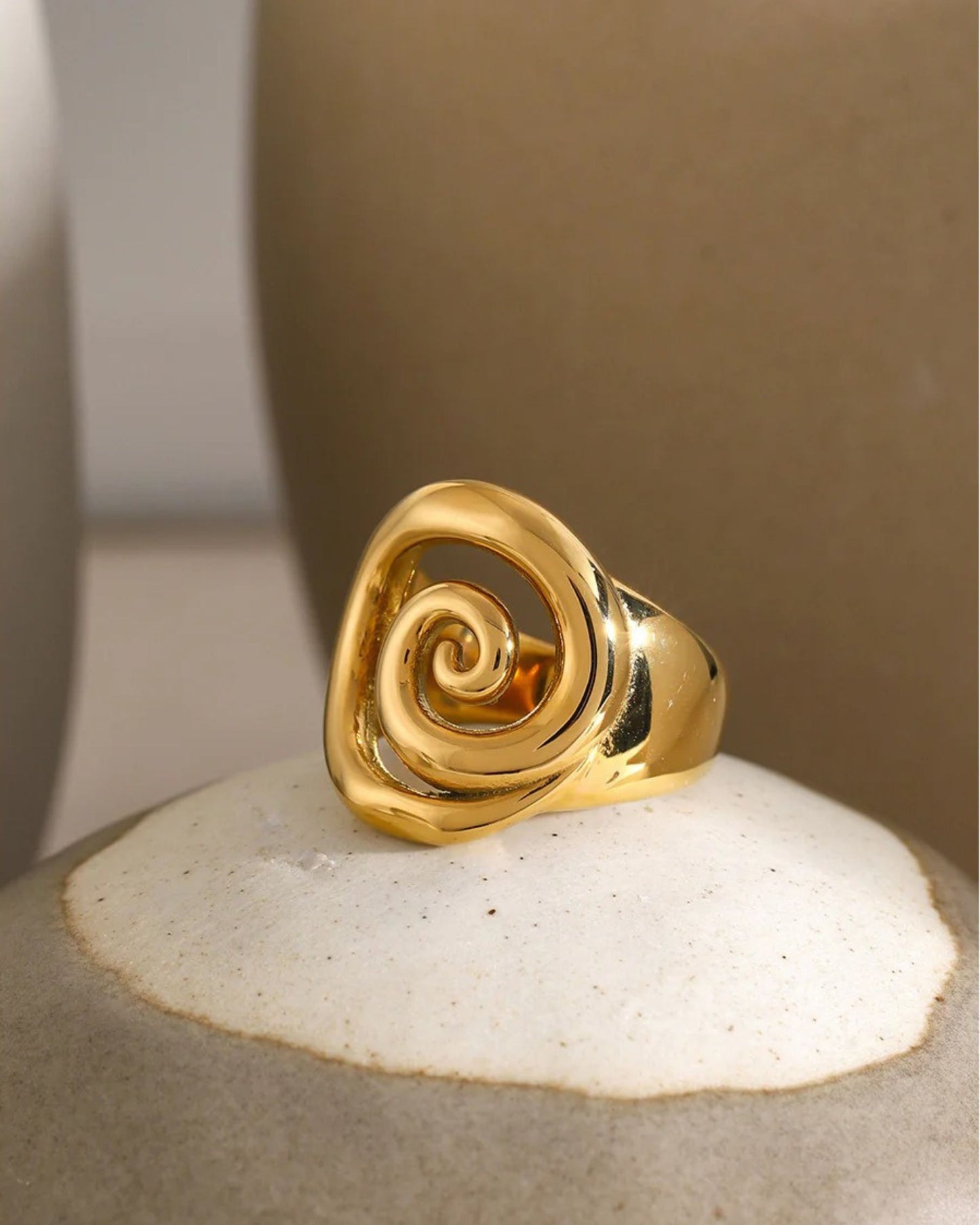 Gold Spiral Oracle Ring