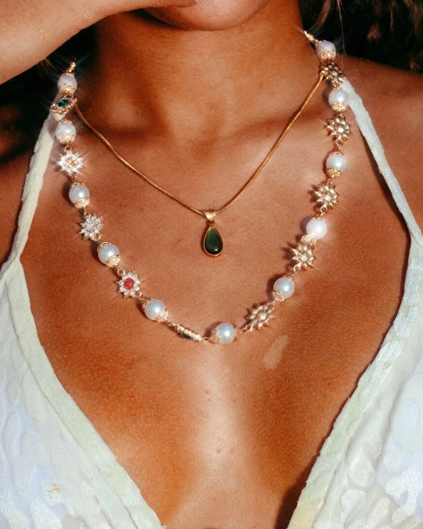 Gold Water Drop Pendant Necklace