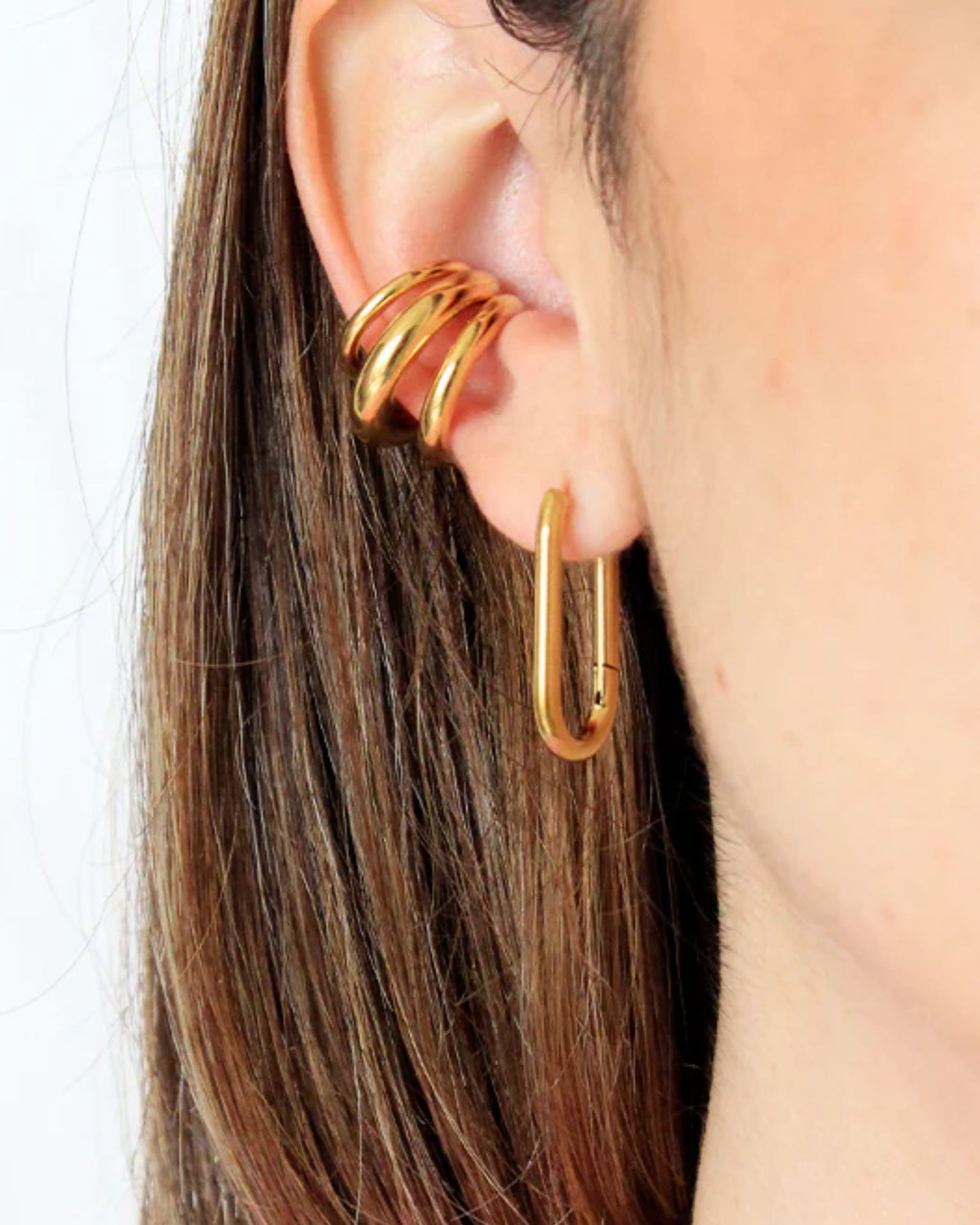 Gold Trilogy Hoop Ear Cuffs