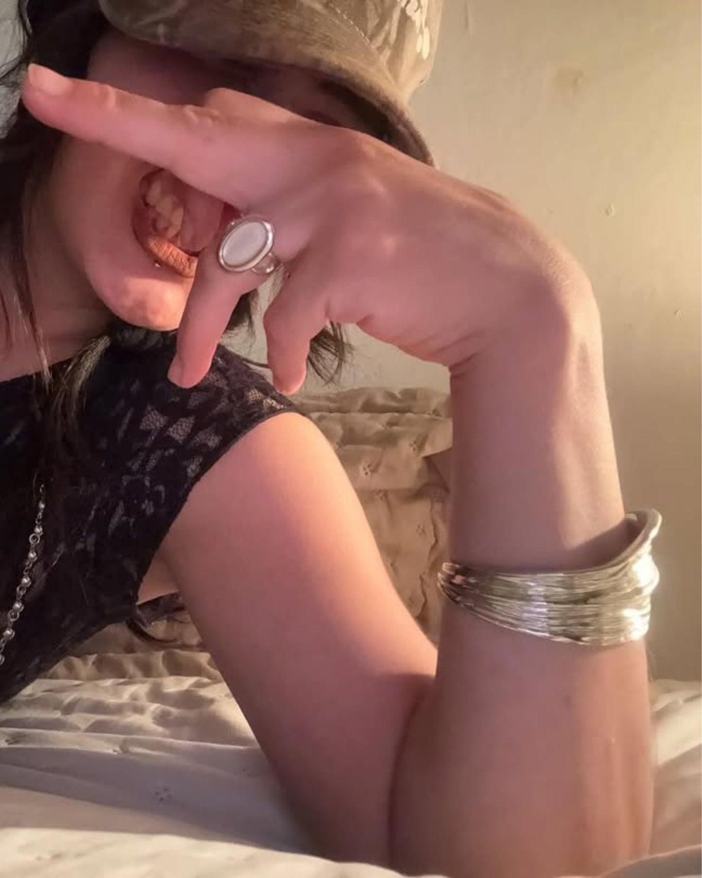 Silver Lunar Pearl Ring