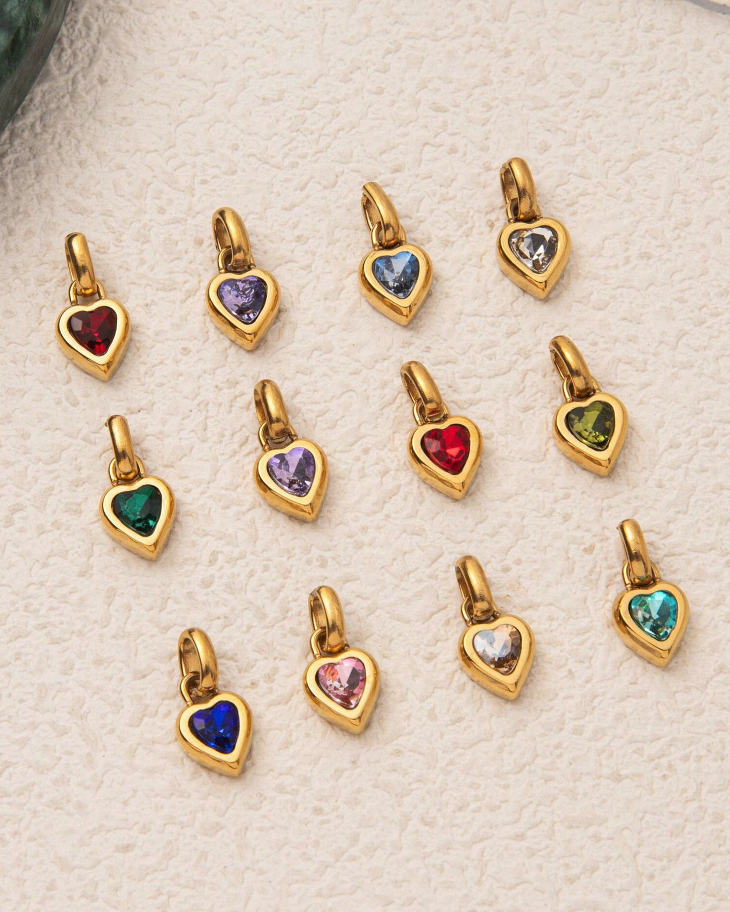 Gold Birthstone Heart Pendant Necklace