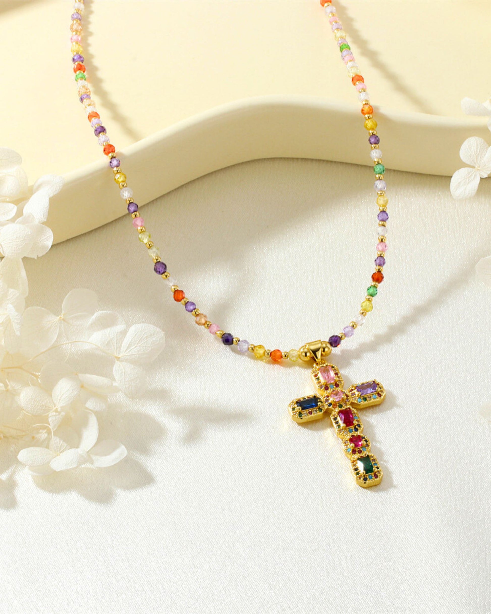 Gold_Caolorful_Beaded_Cross_Pendant_Necklace_2