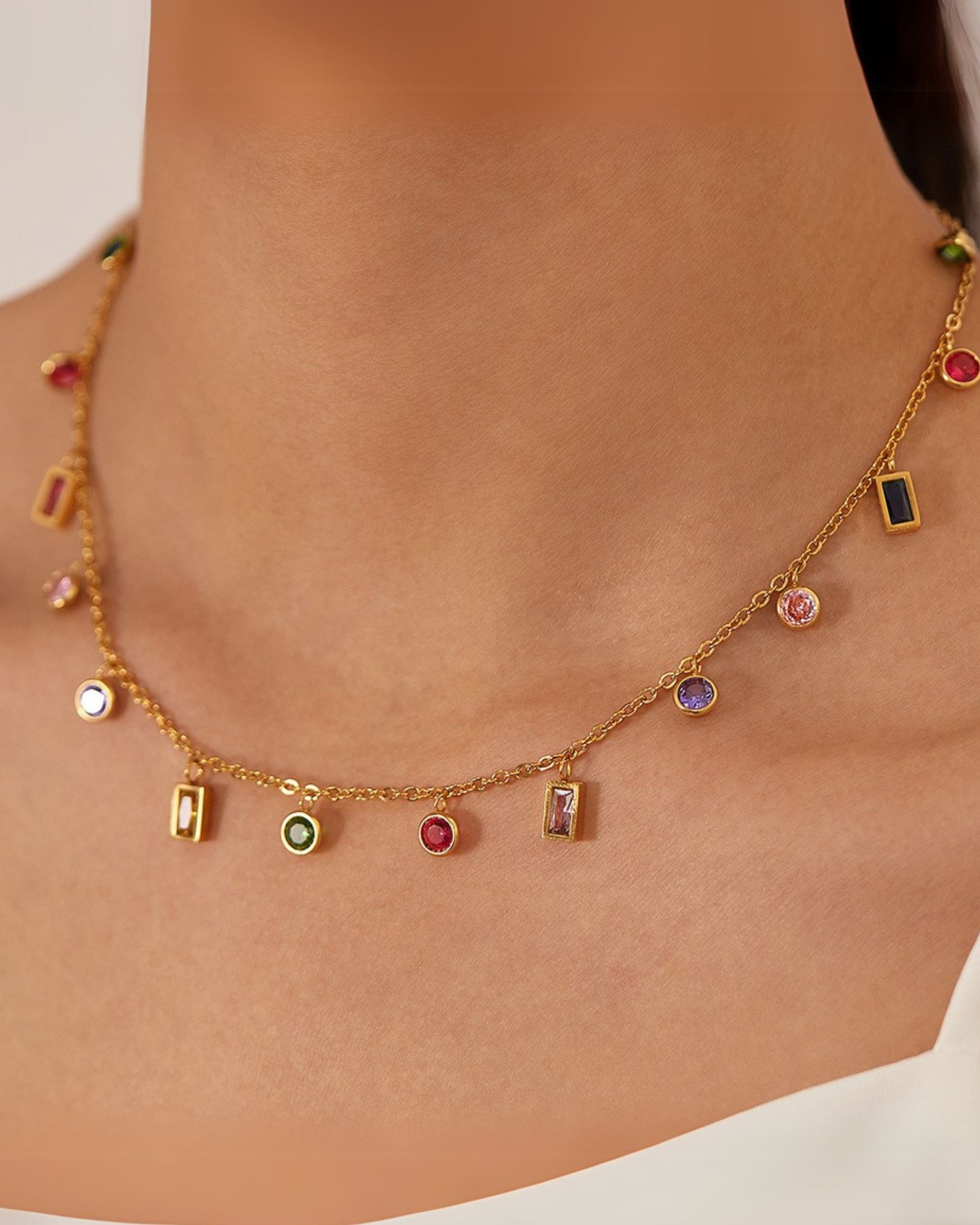 Gold_Colorful_Rain_Drop_Station_Necklace-5