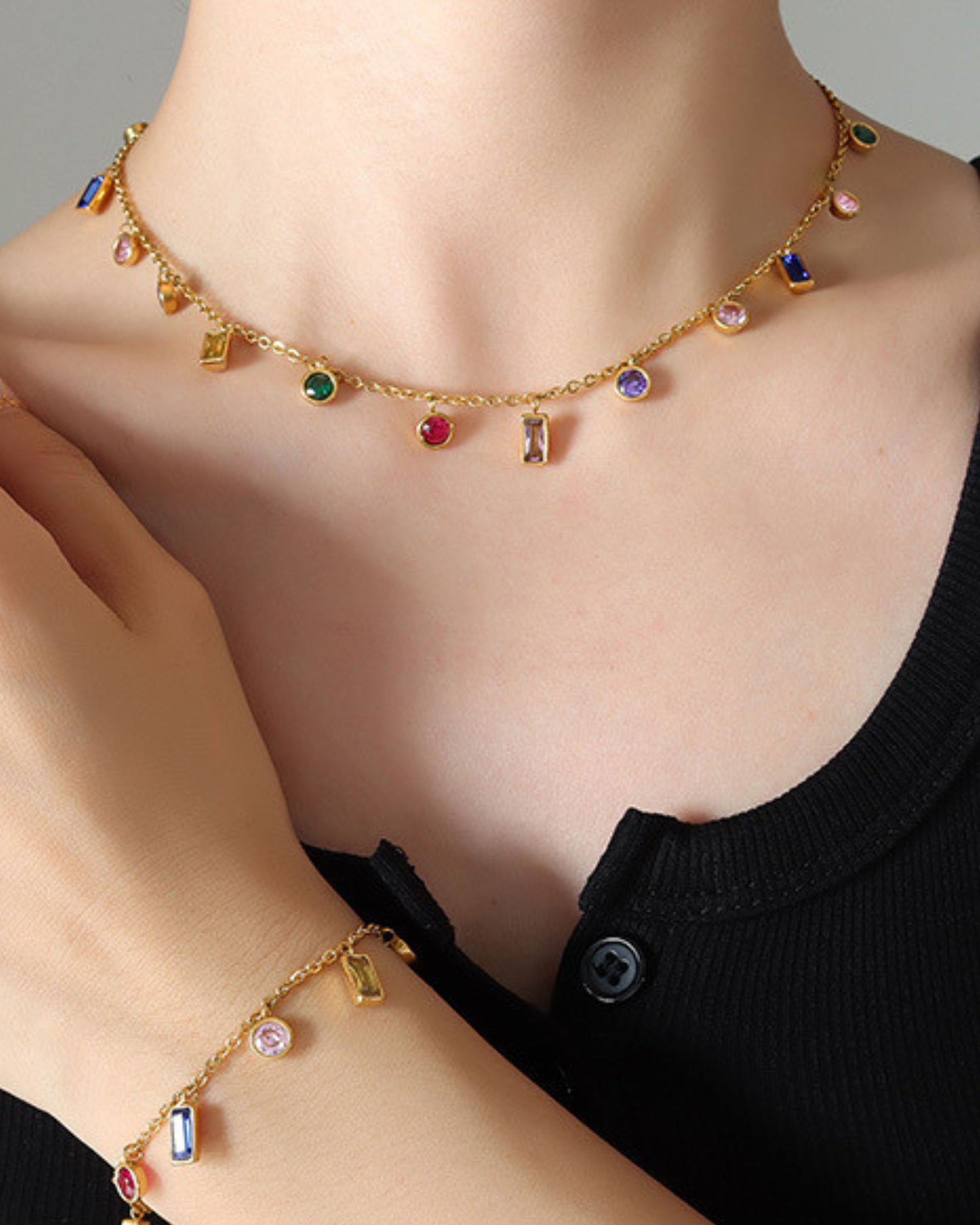 Gold_Colorful_Rain_Drop_Station_Necklace-6