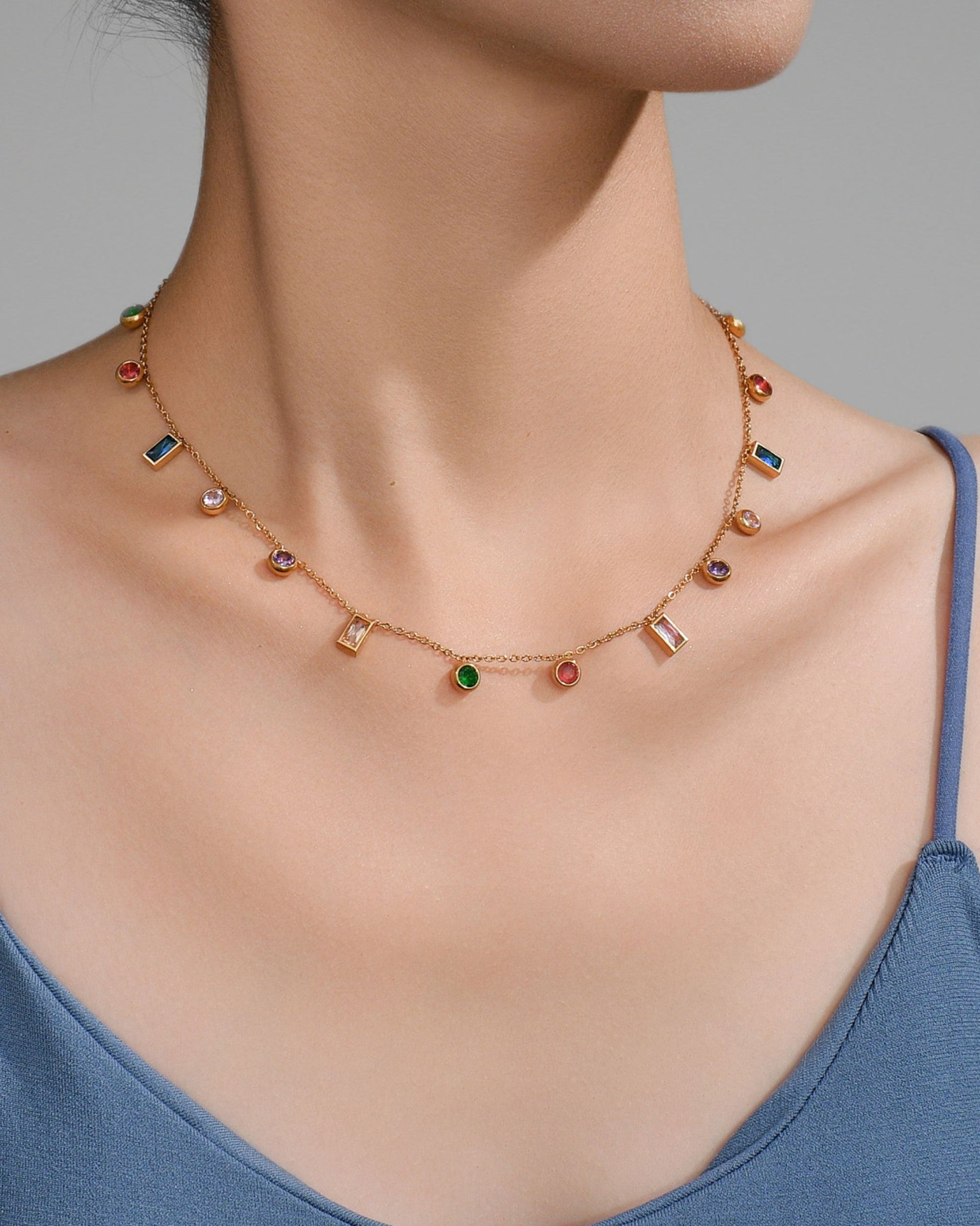 Gold_Colorful_Rain_Drop_Station_Necklace-7