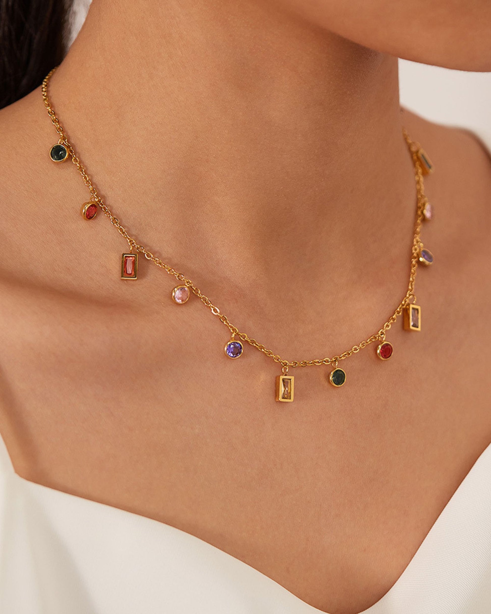 Gold_Colorful_Rain_Drop_Station_Necklace-8