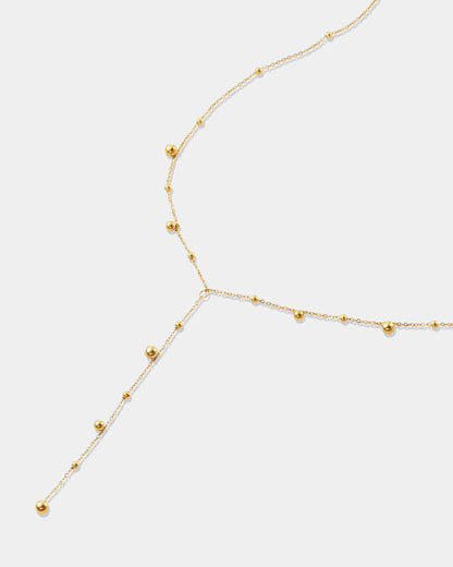 Gold Dew Drop Lariat Necklace