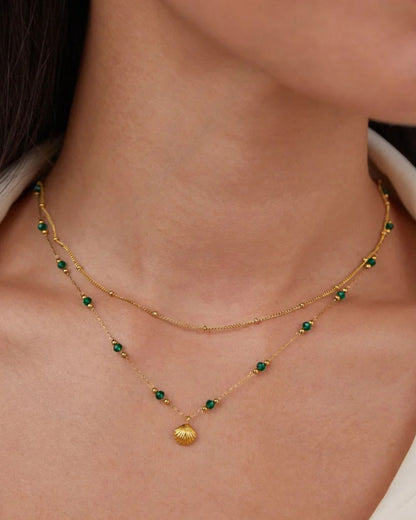 Gold Emerald Shell Necklace