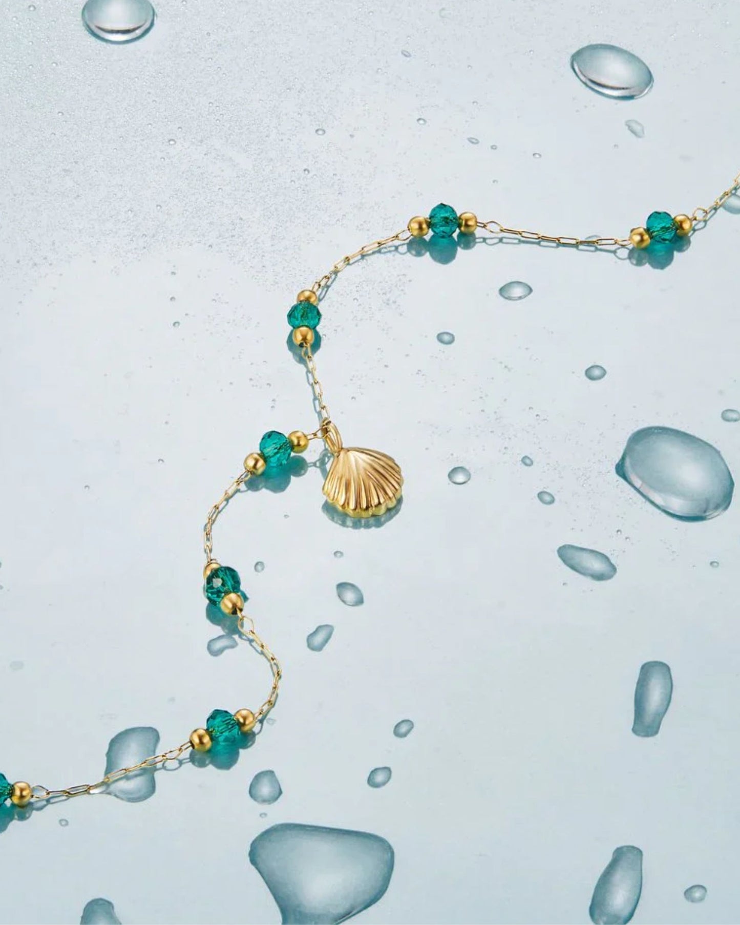 Gold Emerald Shell Necklace