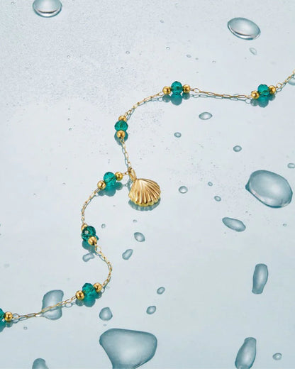 Gold Emerald Shell Necklace