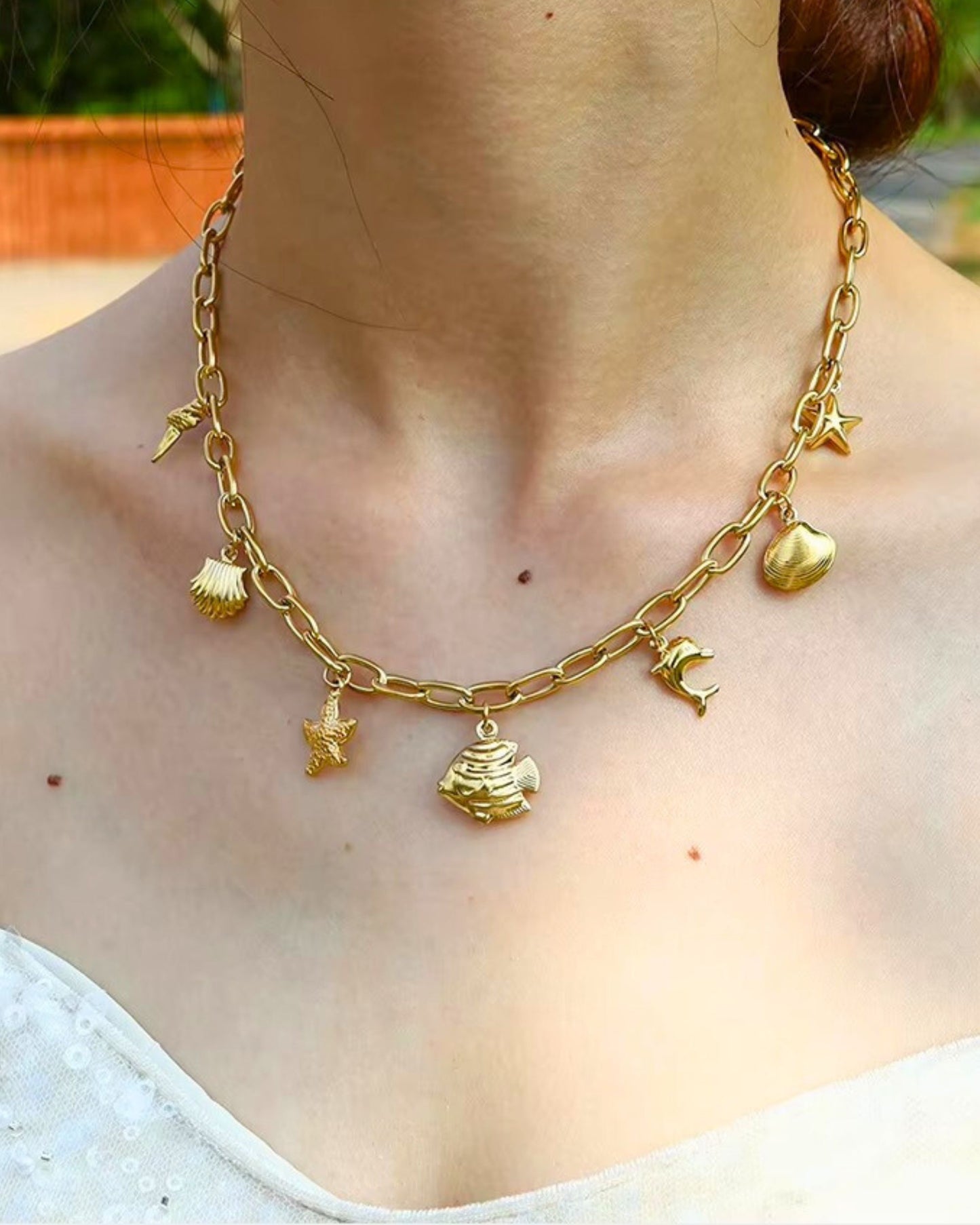 Gold Marine Dream Charm Necklace