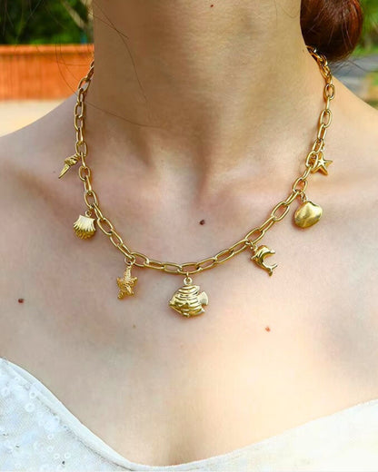 Gold Marine Dream Charm Necklace