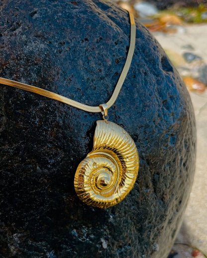 Gold Shell Fossil Necklace