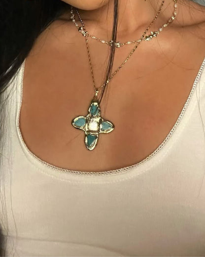 Gold Solterra Cross Necklace