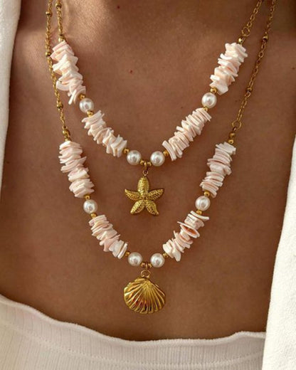 Gold Starbeam Shell Necklace