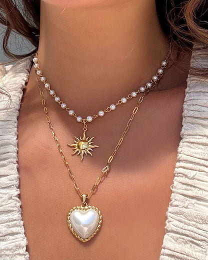 Gold Sunlit Pearl Pendant Necklace