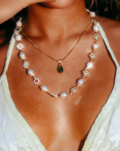 Gold Water Drop Pendant Necklace